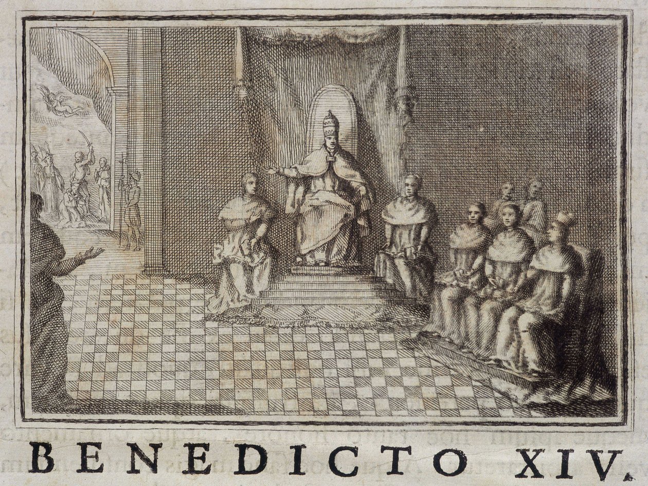 Papež Benedikt XIV. (1740-1758) v „Análech řádu kazatelů“ od Thomas-Mary Mamachi, Řím od Unknown artist