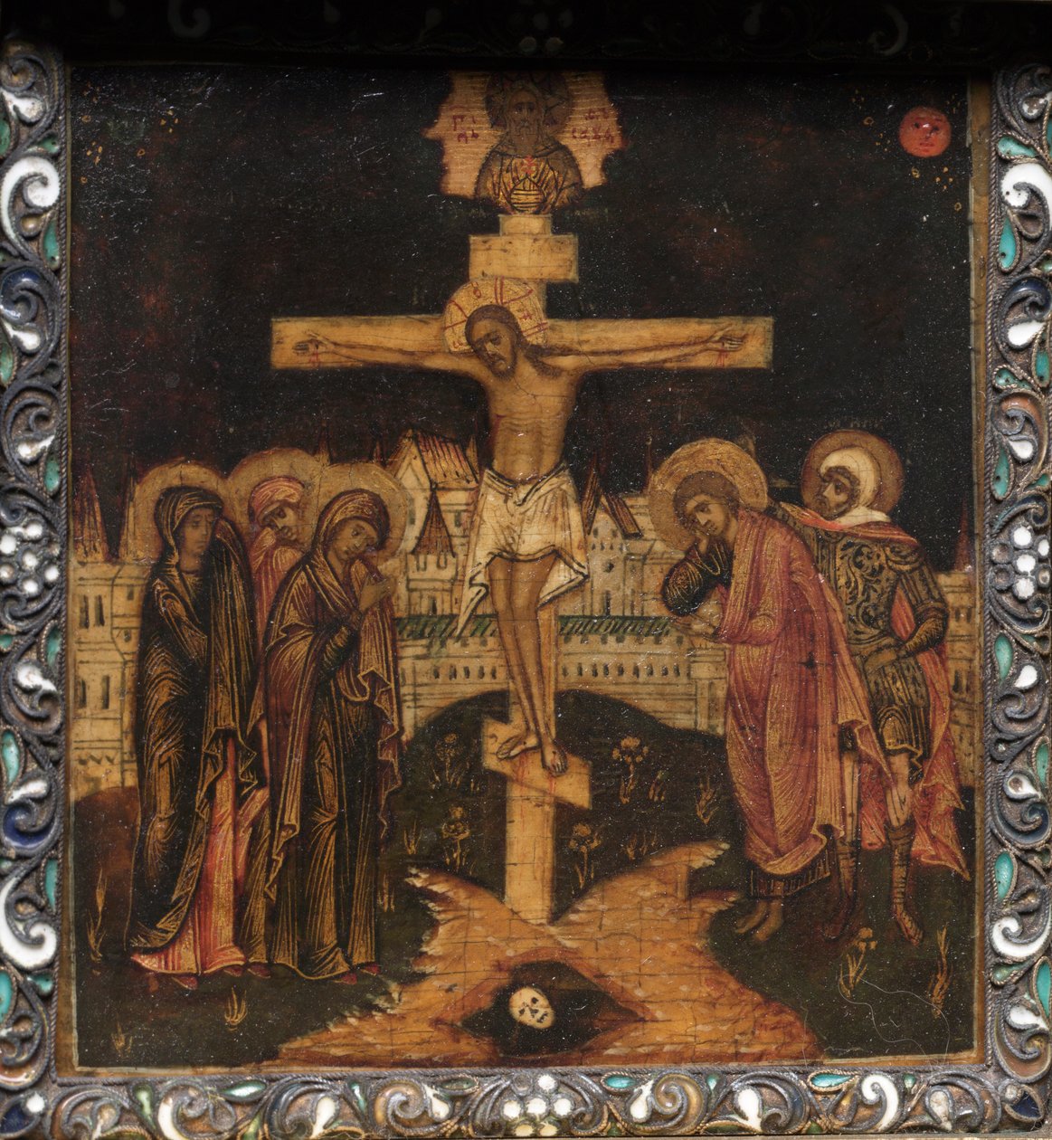 Ikona přenosného triptychu: Ukřižování od Unknown artist