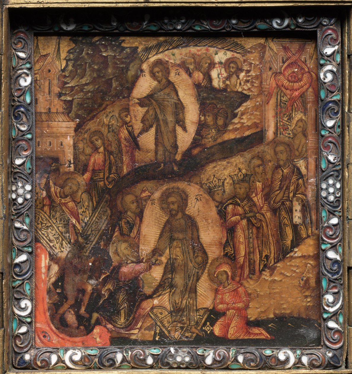 Ikona přenosného triptychu: Vzkříšení a Anastasis od Unknown artist