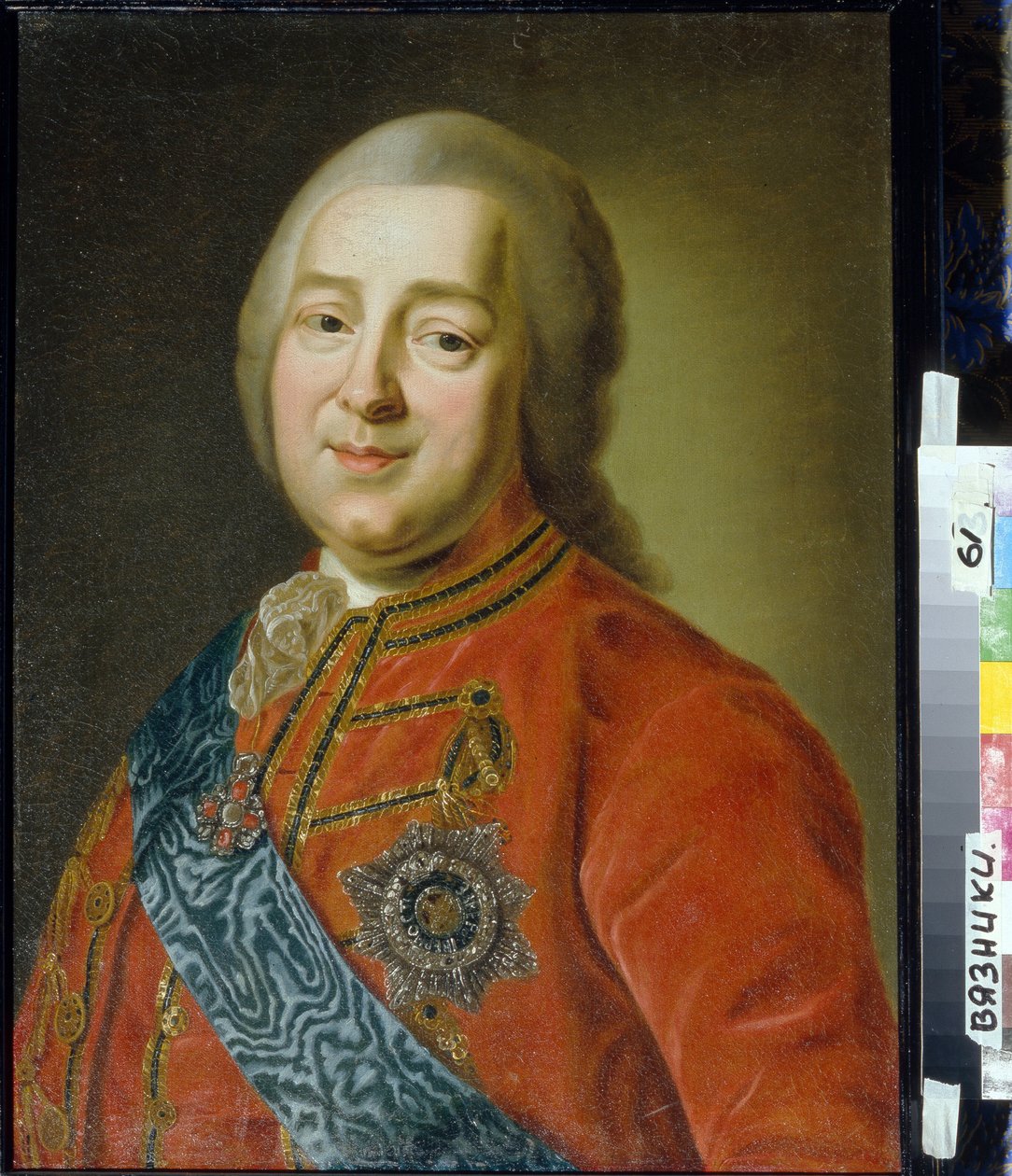 Portrét generála a hraběte Nikity Ivanoviče Panina (1718-1783) (Portrét generála hraběte Nikity I. Panina). Anonymní obraz, olej na plátně, 2. polovina 18. století, klasicismus. Regionální muzeum umění a historie, Vjazniki (Rusko) od Unknown artist