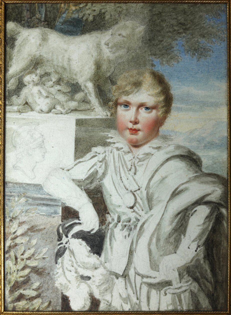 ""Portrét prince Napoleona Francoise Bonaparte (1811-1832) jako dítě"" Portrét římského krále Napoleona II., vévody z Reichstadtu (1811-1832) syna císaře Napoleona I. (1769-1821) - Anonymní akvarel kolem roku 1820 Podstanitského sbírka od Unknown artist