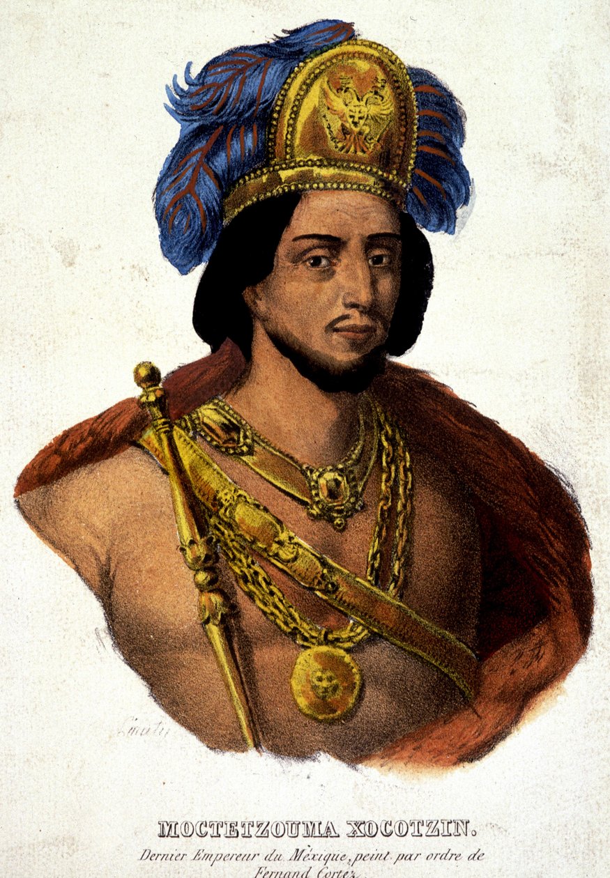 Portrét v bustě Moctezumy (nebo Montezumy), posledního císaře Mexika - nemocný. 19. století našeho letopočtu doc. 16. století. od Unknown artist