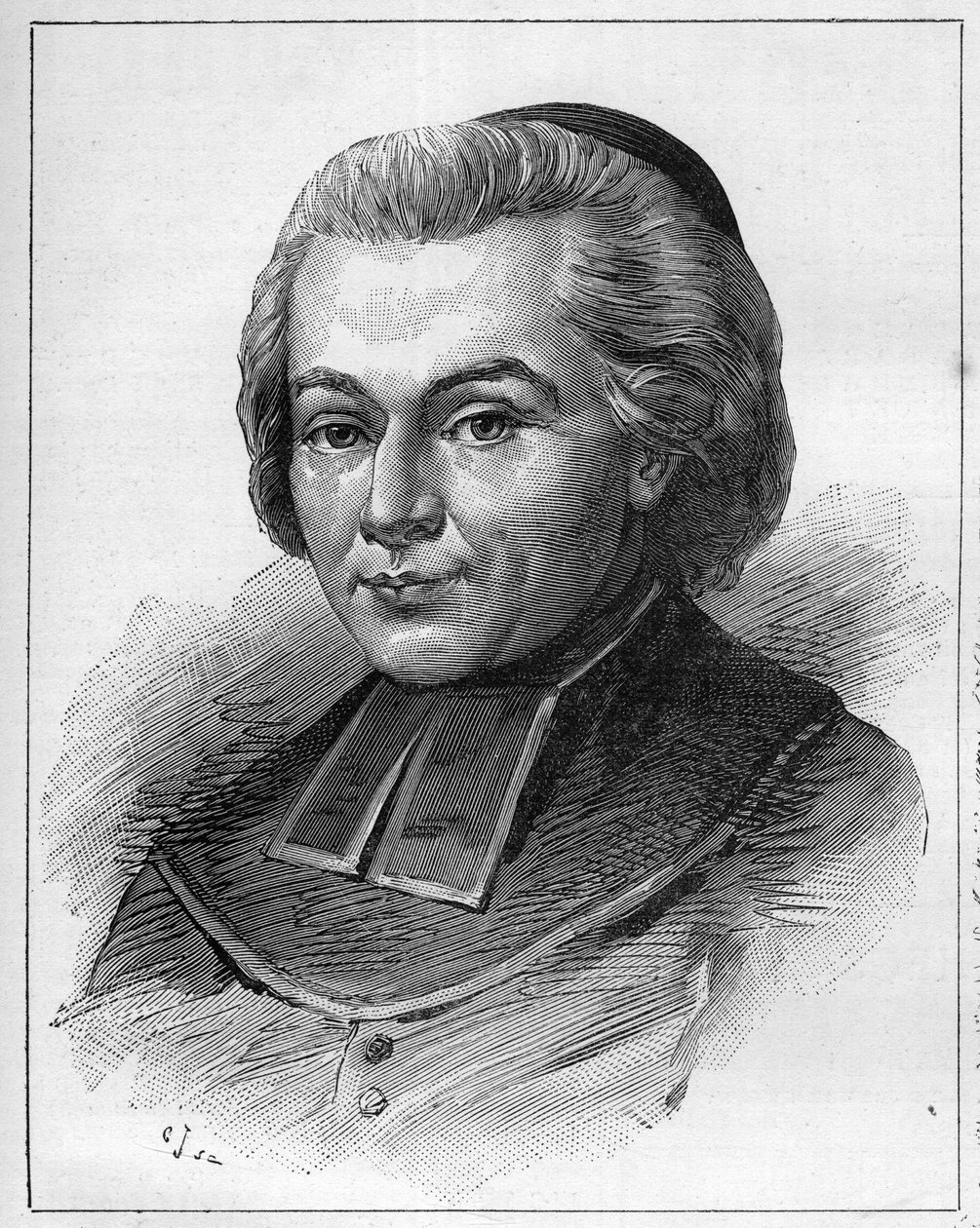 Portrét abbé Fabre nebo Jean-Baptiste (Jean Baptiste) Fabre (1727-1783), francouzský duchovní a spisovatel. Gravírování v „“Le Monde Illustré““ od Unknown artist
