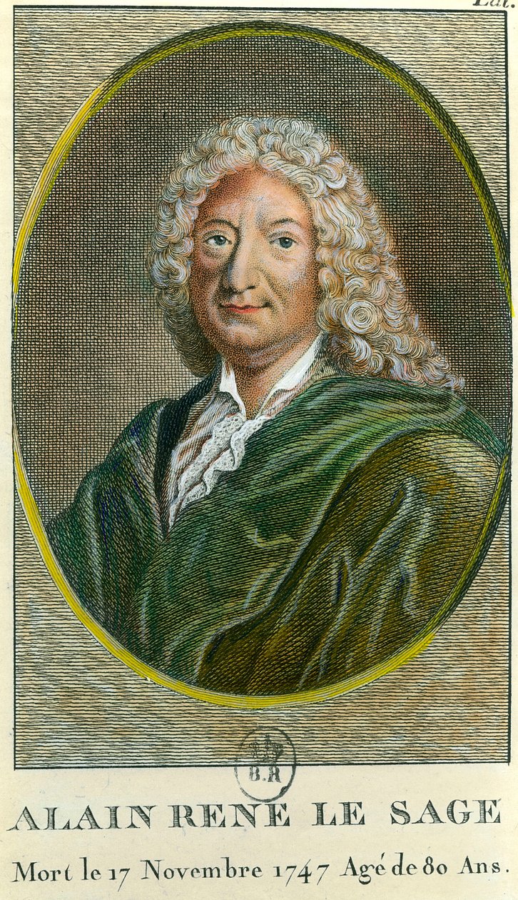 Portrét Alaina René Lesage (Alain-Rene Le Sage) (1668-1747) francouzský spisovatel. Rytina 18. století. Soukromá sbírka od Unknown artist