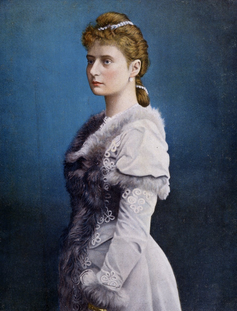 Portrét Alexandry Fjodorovny (Alix Hesenská a u Rýna, Alexandra Fjodorovna Romanová, Alexandra Fiodorovna Romanova, Victoria Alix Helene Louise Beatrice z Hesenska a Rýna, Alix de Hesse-Darmstadt (Alix z Hesse Darmstadt) (1872-1918), Imperres od Unknown artist
