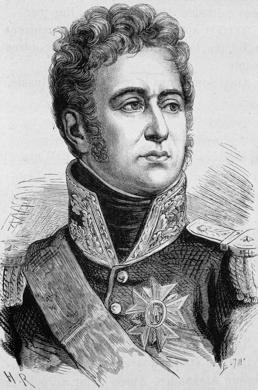 Portrét Alexandra Lawa, markýze de Lauriston (1768 - 1828). Rytina konce 19. století v „Histoire de France““ od H. Martina. od Unknown artist