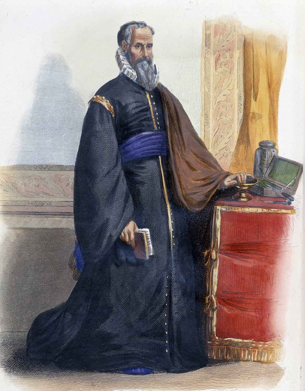 Portrét Ambroise Paré, francouzského lékaře a chirurga (1509-1590). - v „“The French Plutarch““ ed. Mennechet, Paříž od Unknown artist