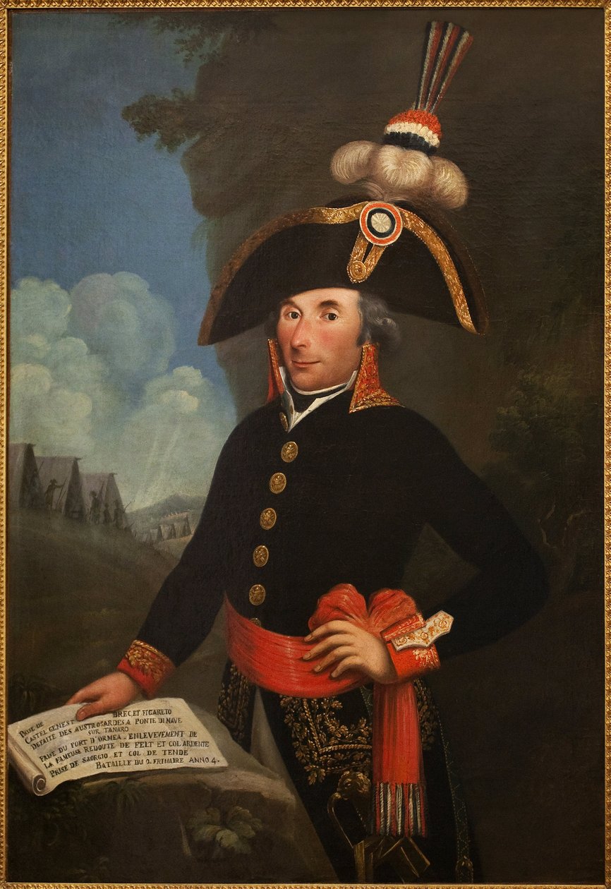 Portrét Andre Massena (1758-1817, vévoda z Rivoli a princ z Esslingu, Marechal of Empire), v uniformě divizního generála. Anonymní obraz, olej na plátně 1796, portrét od Unknown artist