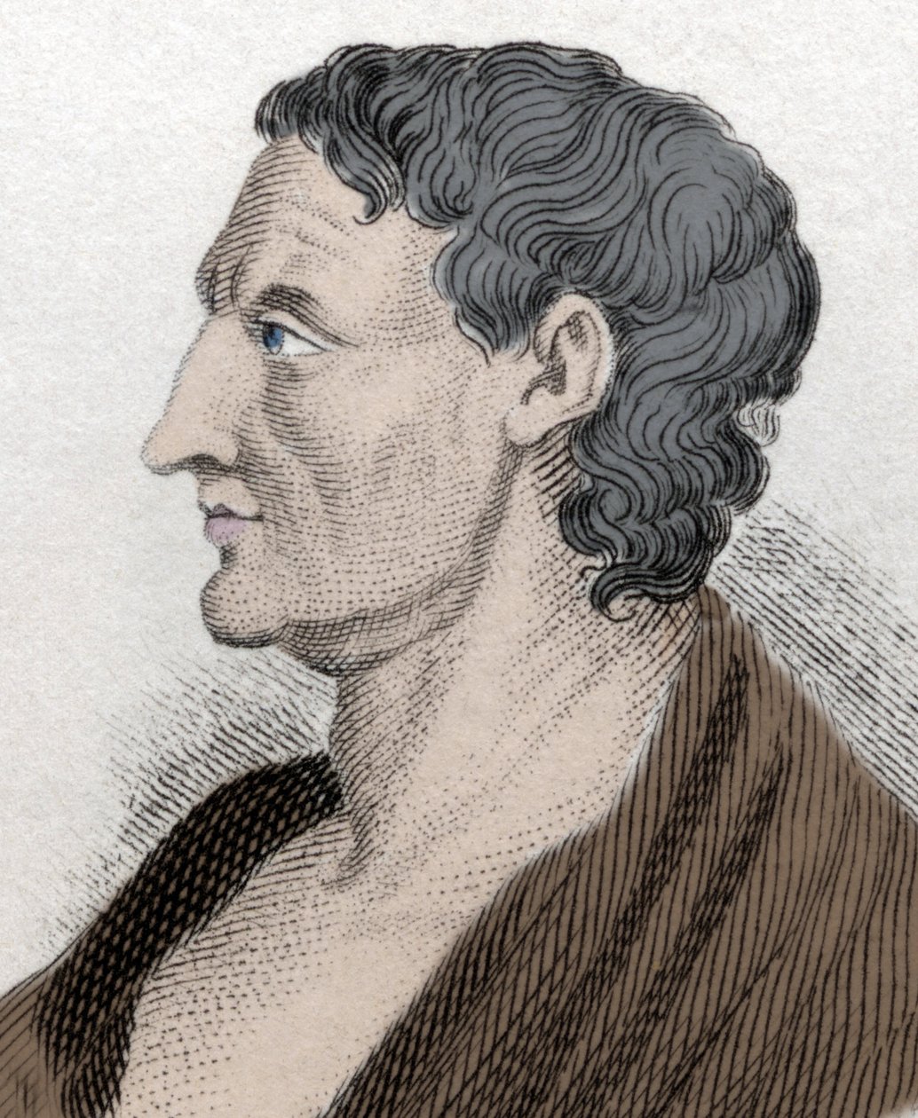 Portrét Aristotela známý jako Stagirit, v řečtině Aristoteles řecký filozof (384 př.nl až 322 př.nl). Rytina 19. století. od Unknown artist
