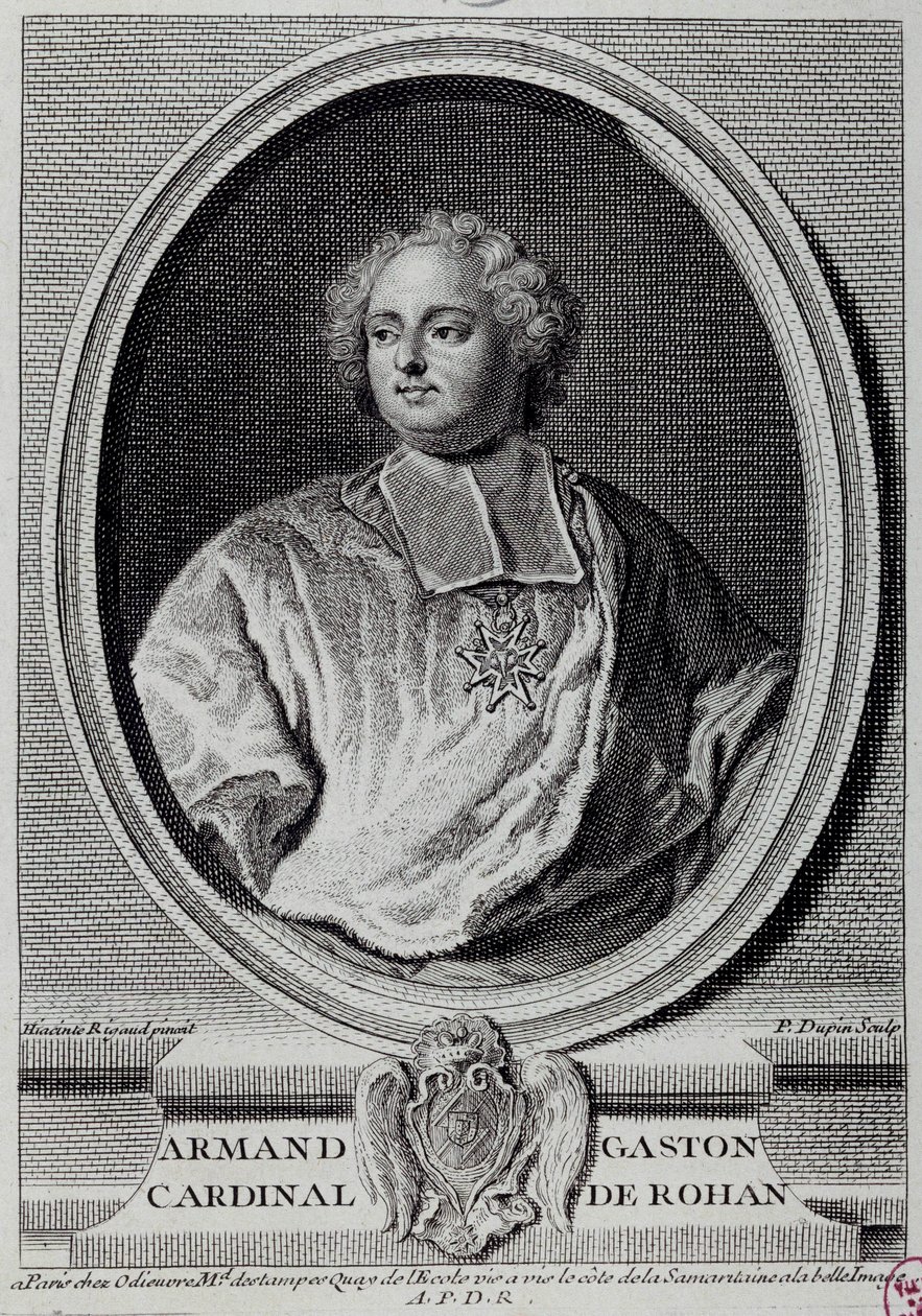 Portrét Armanda Gastona Maximiliena, kardinála de Rohan (1674-1749) Rytina Paříže 18. století, Musee Carnavalet od Unknown artist