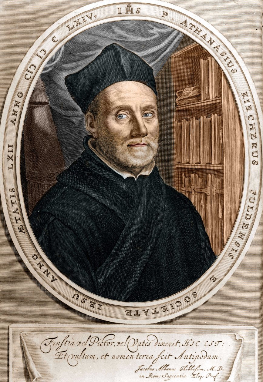 Portrét Athanasius Kircher (1601 - 1680), jezuita, orientalista a germanista - Rytina sd 18. stol. od Unknown artist