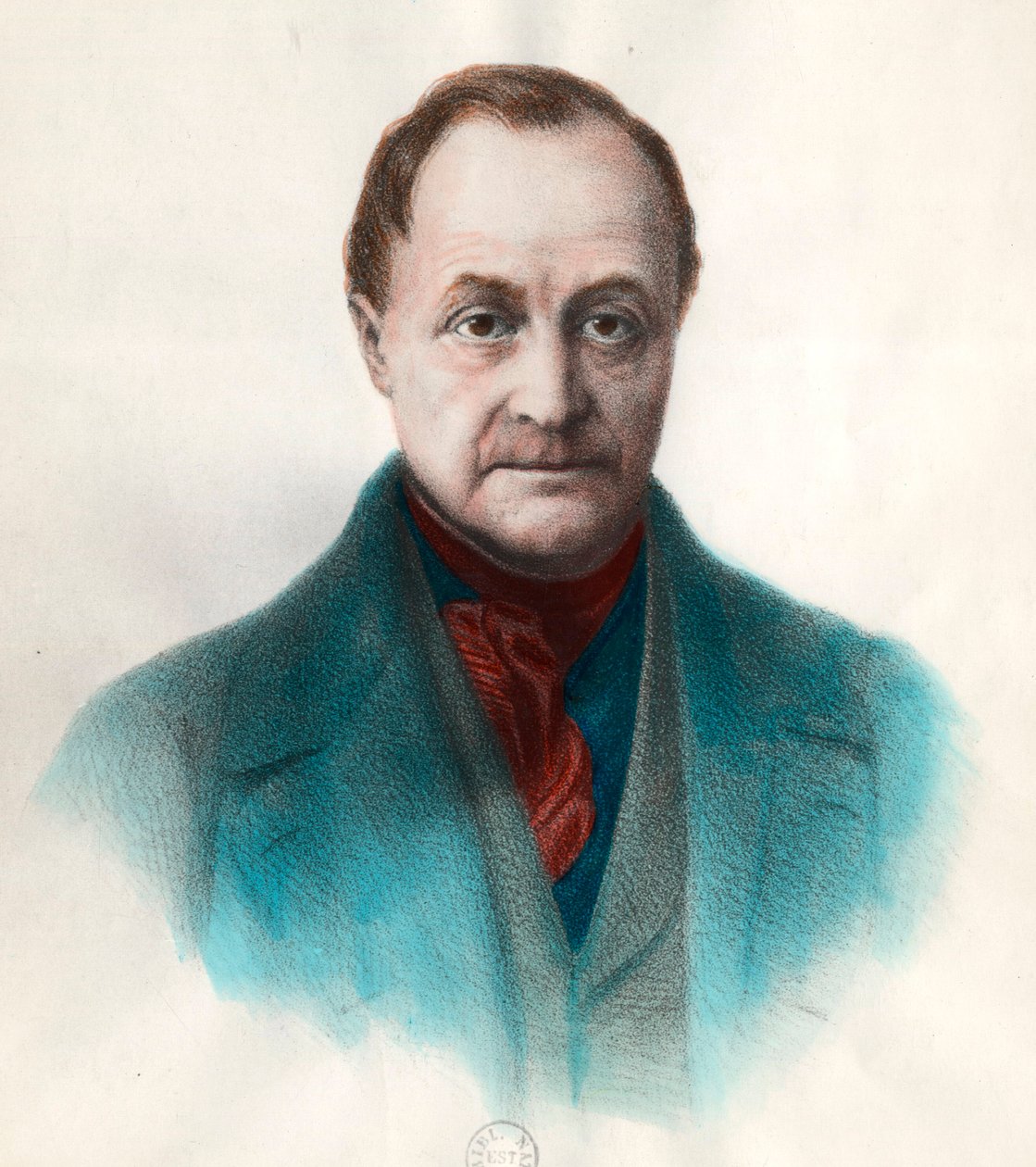 Portrét Auguste Comte (1798 - 1857), francouzský filozof. Rytina 19. století. Soukromá sbírka. od Unknown artist
