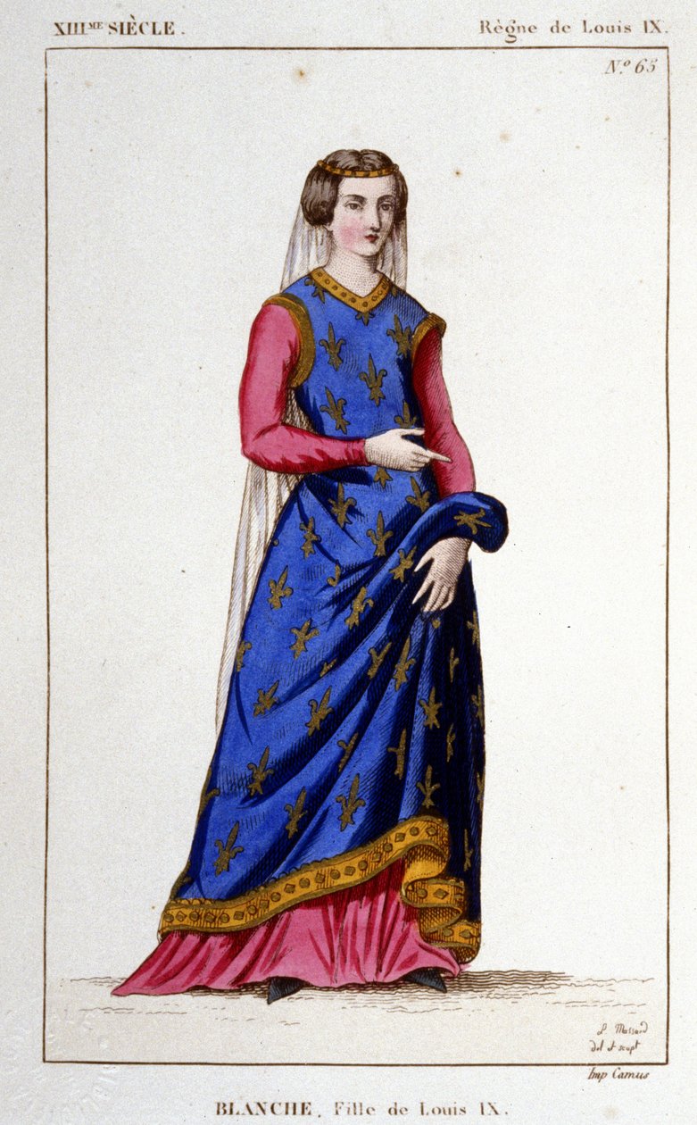 Portrét Blanche (1252 - 1320), dcery Ludvíka IX. (Saint Louis), manželky Alfonse X., krále Kastilie. Rytina z roku 1830. od Unknown artist