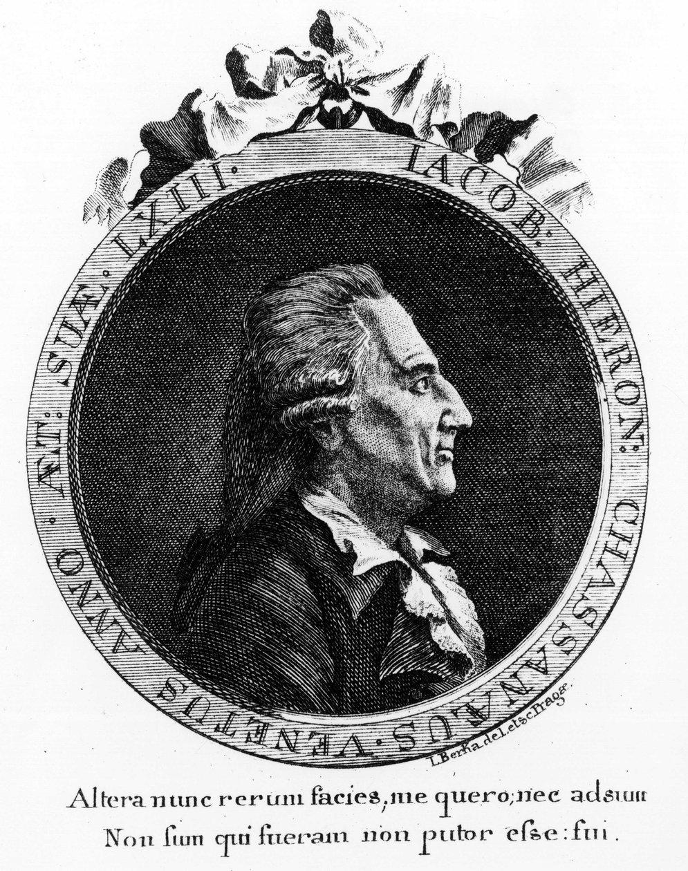 Portrét Casanovy (1725 - 1798) - portrét ve frontispisu, v „“Historie mého útěku z věznic Benátské republiky“, psané Duxovi v Čechách od Unknown artist