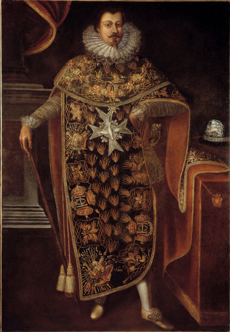 Portrét Charlese Henriho de Clermont Thonnerre (1571-1640) v rytířském oděvu řádu Ducha svatého (Řád svatého ducha) Anonymní obraz. 17. století. Paříž, musee de la Legion d