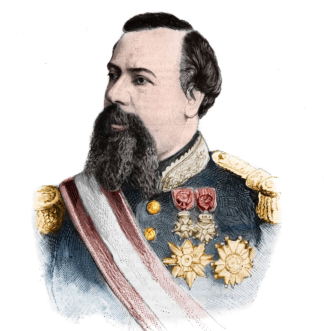 Portrét Karla III Grimaldiho (1818-1889), prince z Monaka (1856-1889). v „The Illustrous World“ z 21. září 1889. od Unknown artist