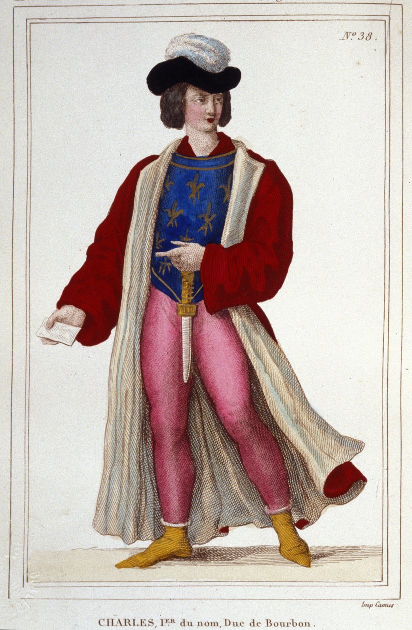 Portrét Karla I. Bourbonského 1401-1456. Rytina z roku 1830 od Unknown artist