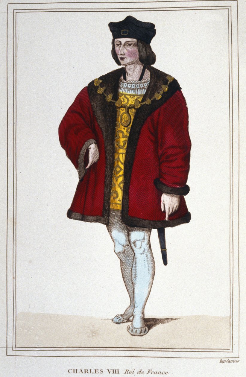 Portrét Karla VIII. (1470 - 1498), francouzského krále, rytina z roku 1830 od Unknown artist