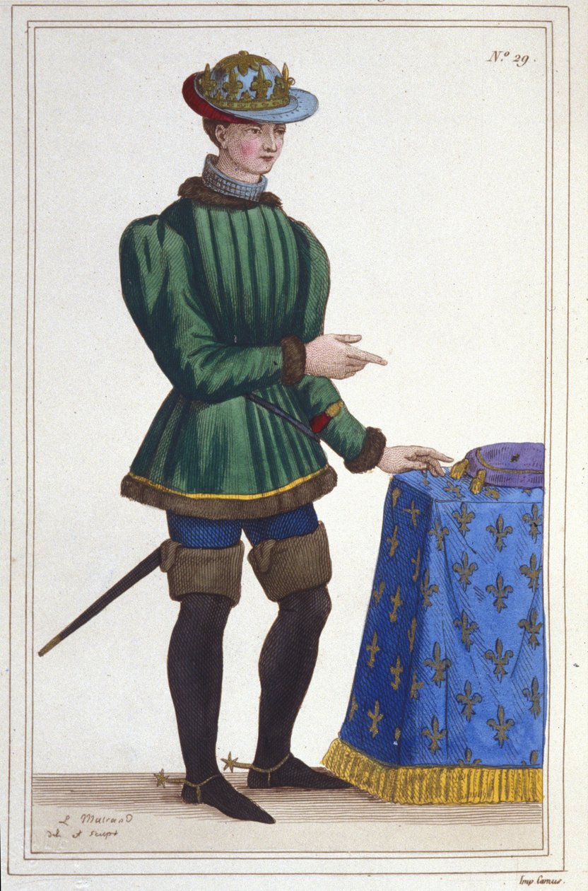 Portrét Karla VII. (1403 - 1461), francouzského krále, rytina z roku 1830 od Unknown artist