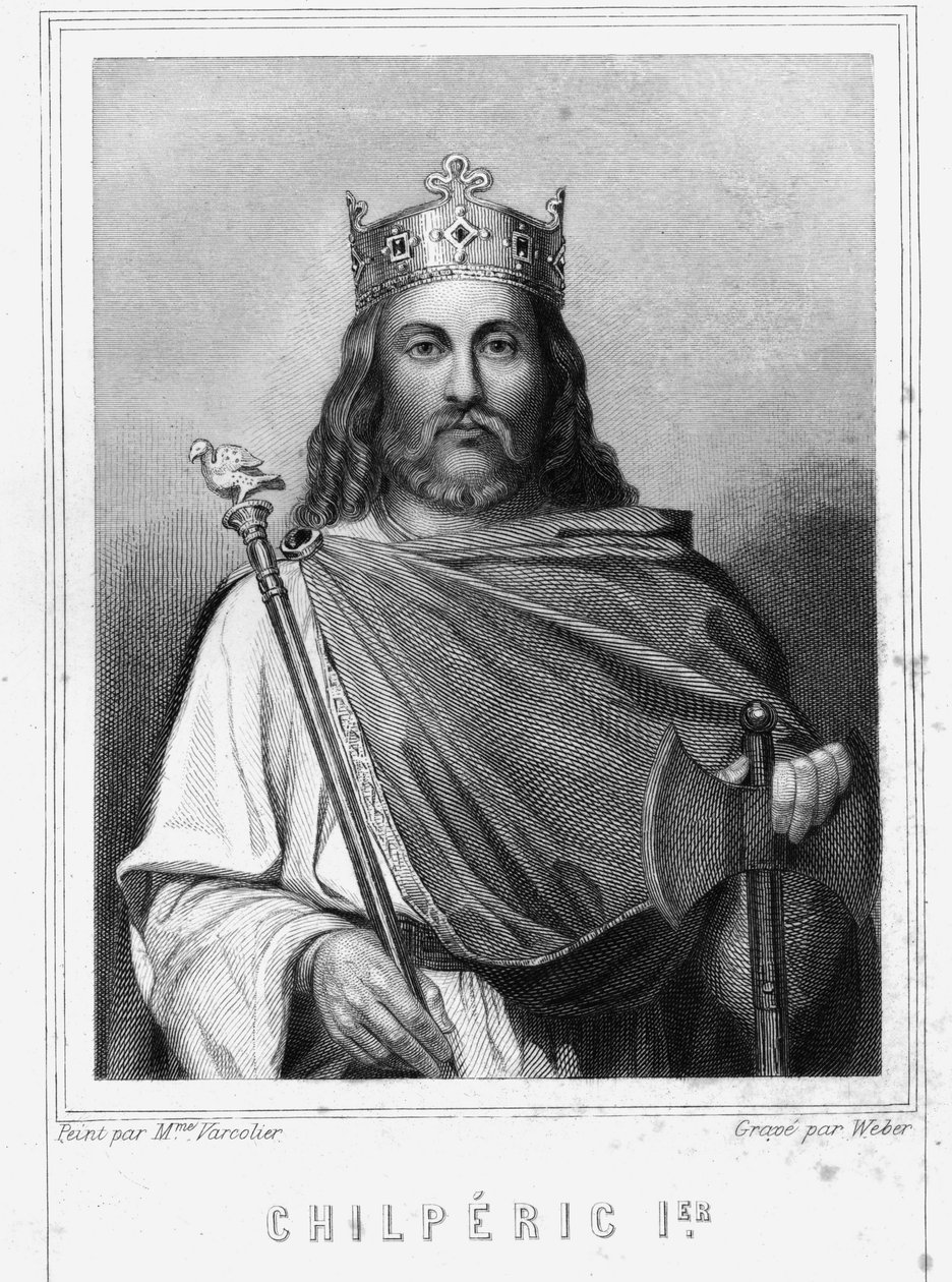 Portrét Chilperika I. (539 - 584), krále Neustrije - v „Histoire des Français““ od Lavallée, rytina, sd. od Unknown artist