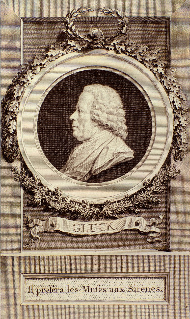 Portrét Christopha Glucka (1714-1787) německého skladatele Gravírování. 18. století. Bologna, civilo museo musico od Unknown artist