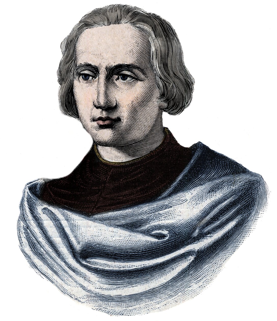 Portrét Kryštofa Kolumba (Christopher Columbus, Cristoforo Colombo, Cristobal Colon) (1451-1506) Rytina 19. stol. od Unknown artist
