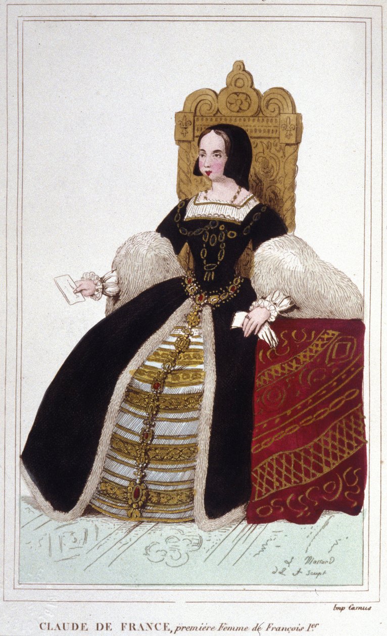 Portrét Claude de France (1499 - 1524) manželka Francoise 1., francouzského krále Rytina z roku 1830 od Unknown artist