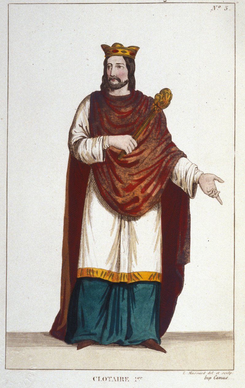 Portrét Clotaire (Clothaire) I (497 - 561), krále Neustrije a krále Franků. rytina z roku 1830 od Unknown artist