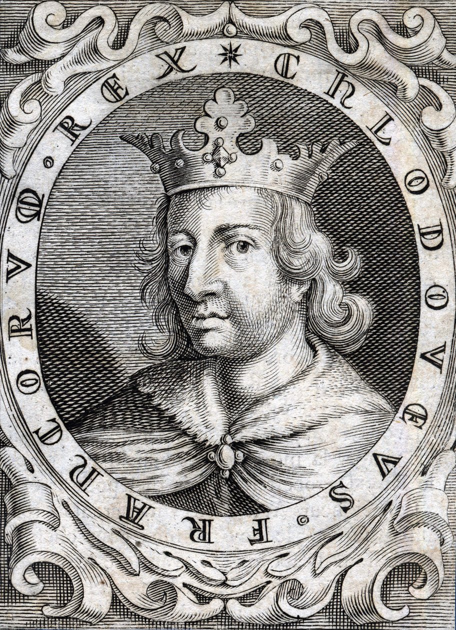 Rytina Portrét Chlodvíka II. (? - 657), krále Neustrije, Burgundska a Austrasie z 18. století od Unknown artist