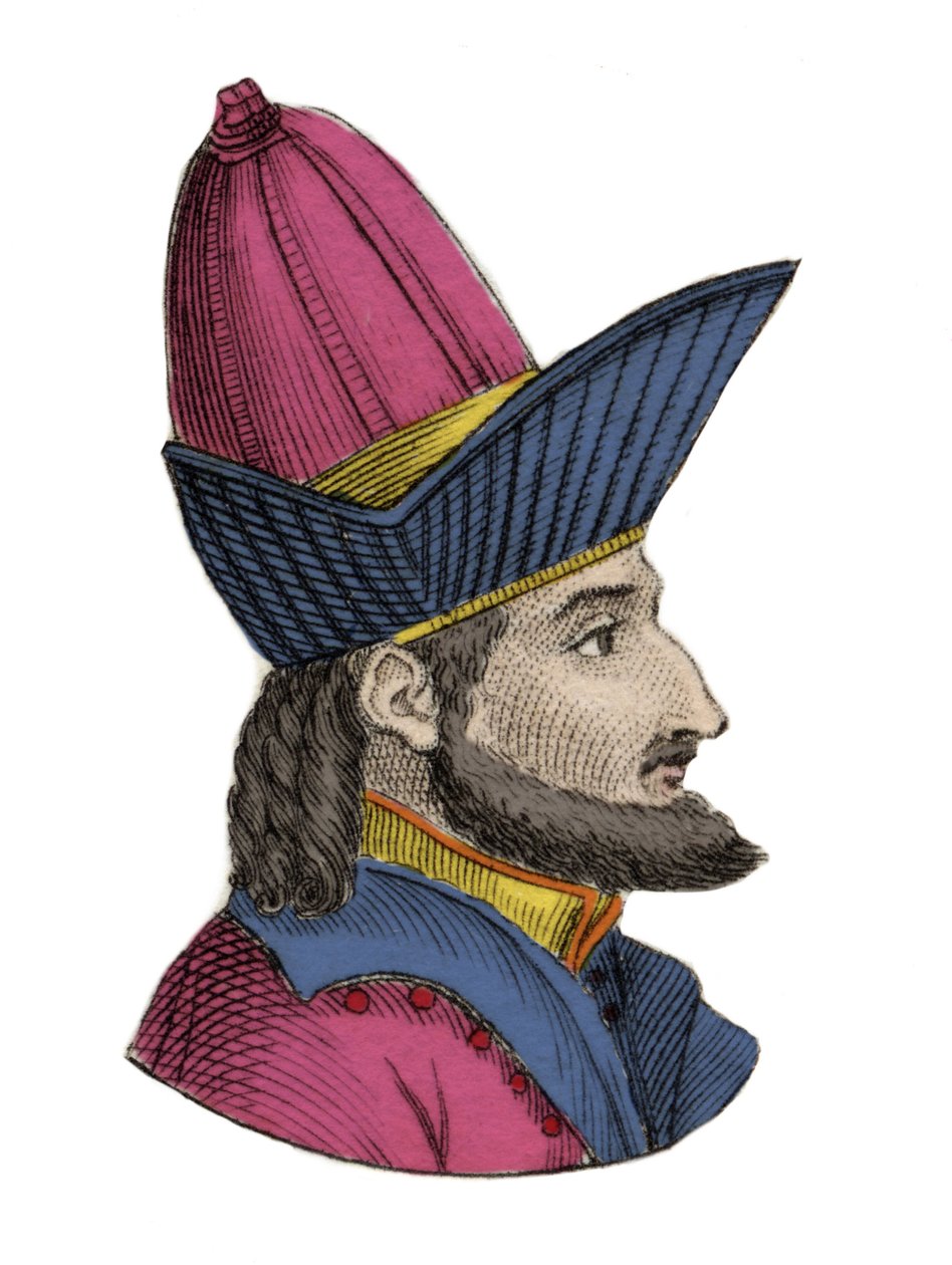Portrét Konstantina XI. (nebo XII.) paleologa, známého jako Dragases (Constantine XI Palaiologos) (1404-1453), byzantského císaře. Rytina 19. století. od Unknown artist
