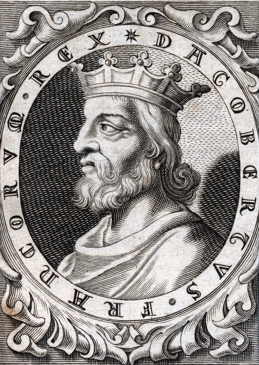 Portrét Dagoberta I. (? - 639), krále Franků, dynastie Merovejců. Rytina 18. století od Unknown artist