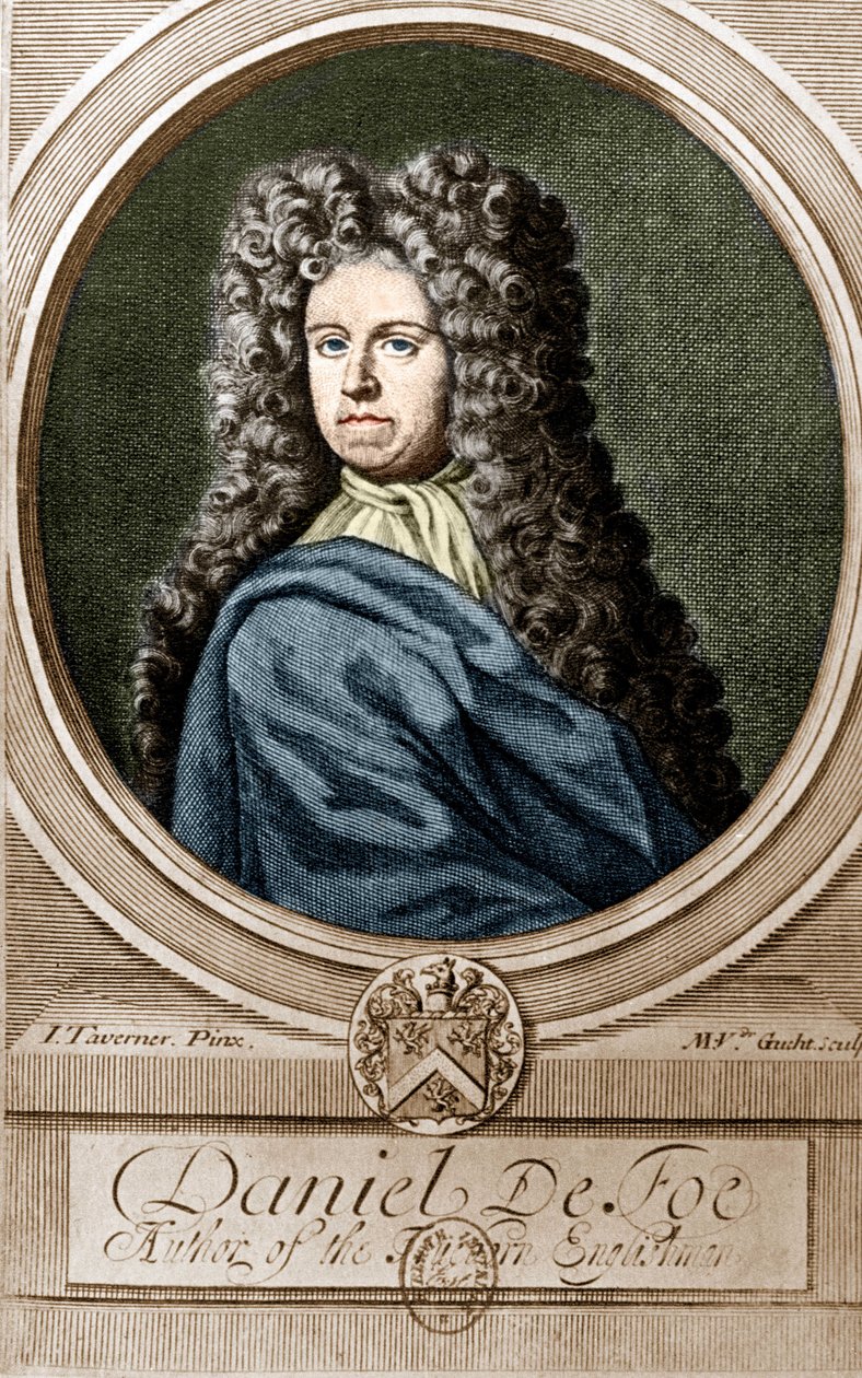 Portrét Daniela de Foe nebo Defoe (1660 - 1731), anglického spisovatele a novináře, autora románu „Robinson Crusoe“. od Unknown artist