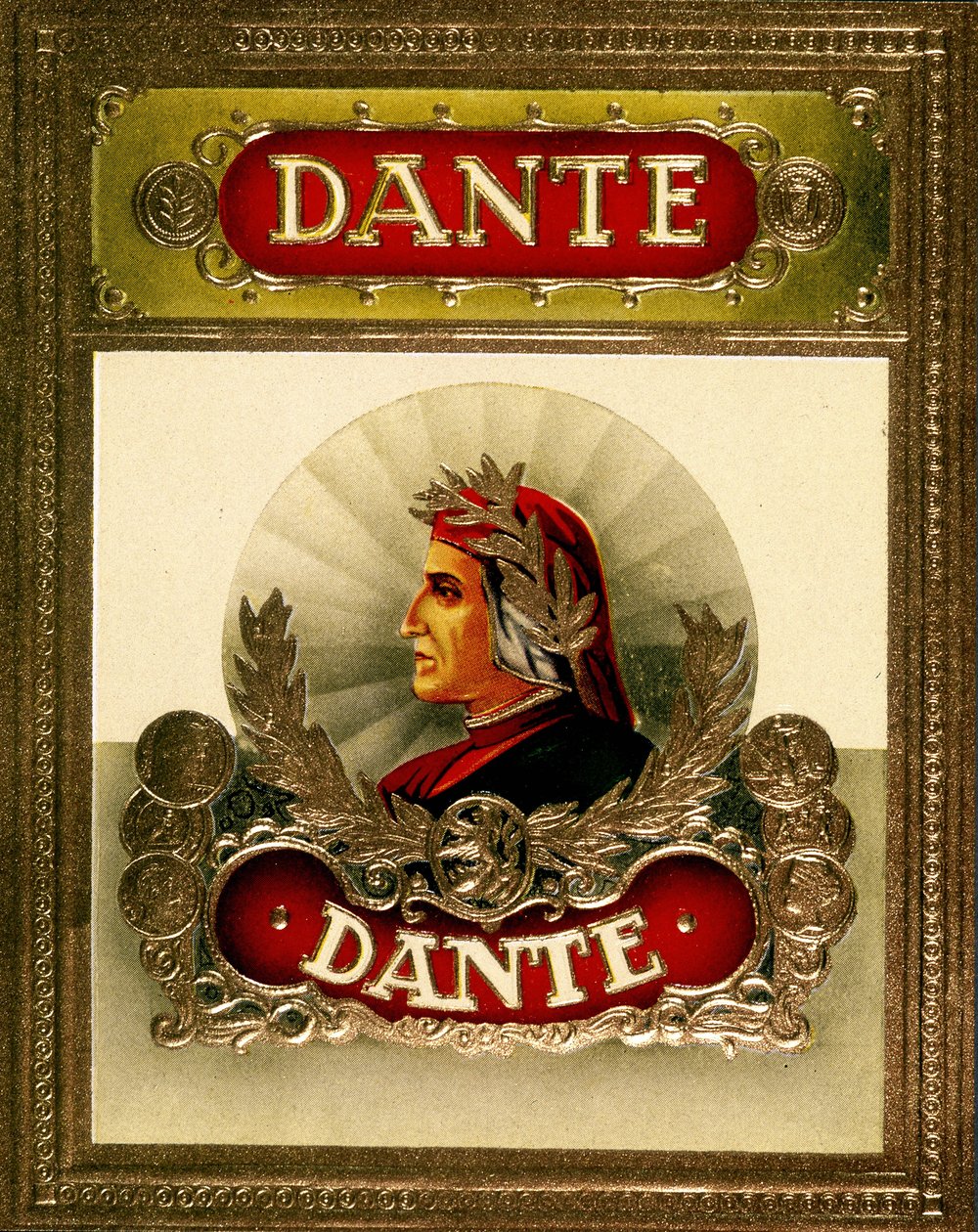 Portrét Dante Alighieri (1265-1321). Chromolitografie 19. století. od Unknown artist