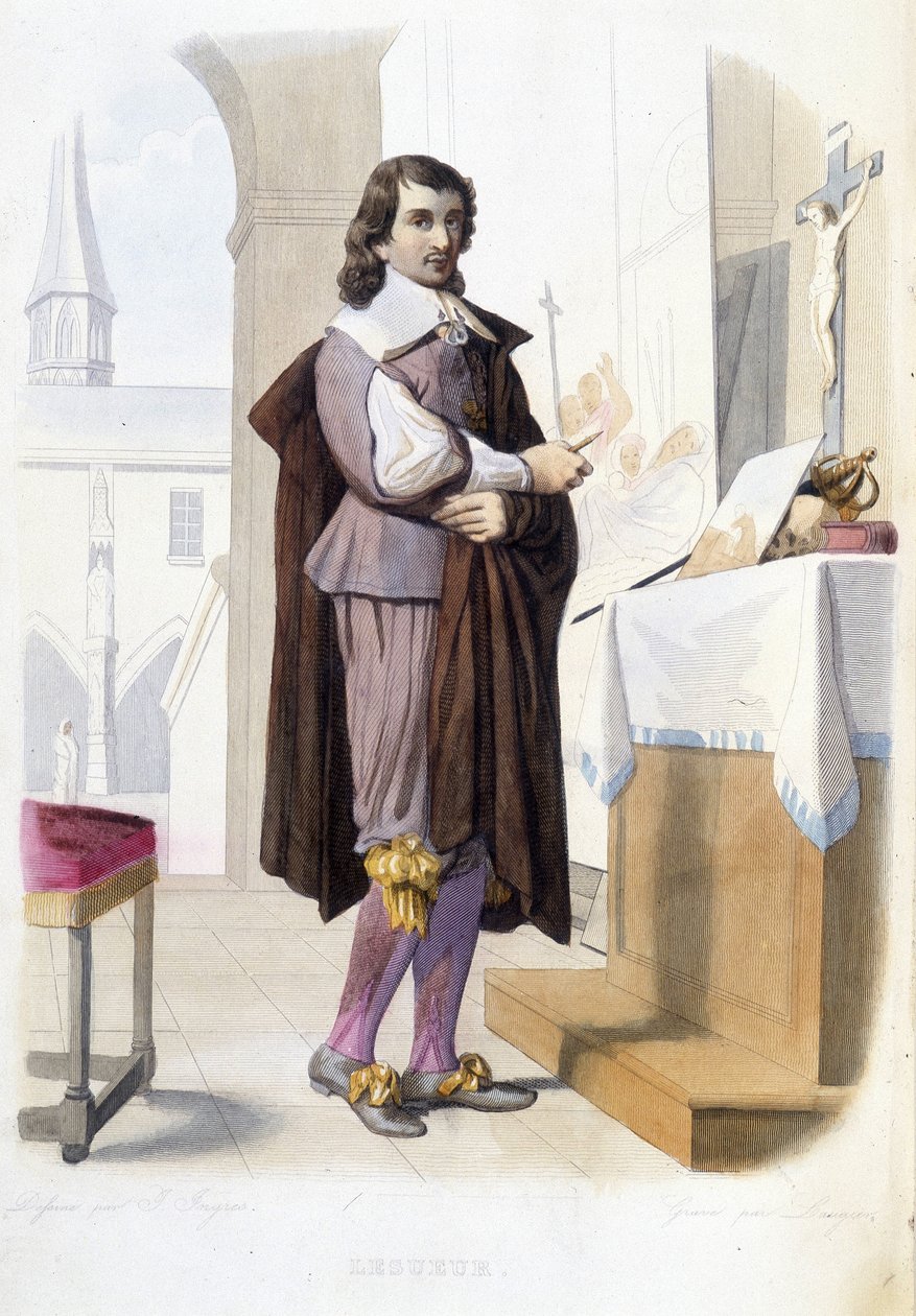 Portrét Eustache Le Sueur, francouzský malíř (1616-1655). v jeho dílně - ve „Francouzském Plutarchovi“ od Mennecheta od Unknown artist