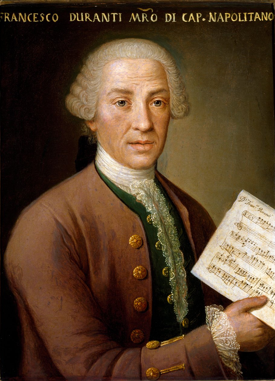 Portrét Francesca Duranteho (1684-1755), varhaníka a mistra neapolské kaple Anonymní obraz. Bologna 18. století, Občanské hudební bibliografické muzeum od Unknown artist