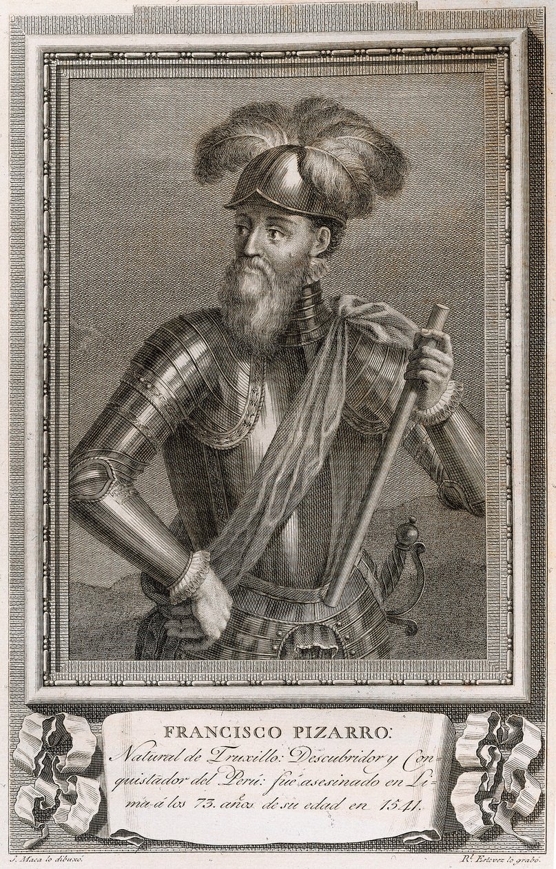 Portrét Francisca Pizarra (rytina) od Unknown artist