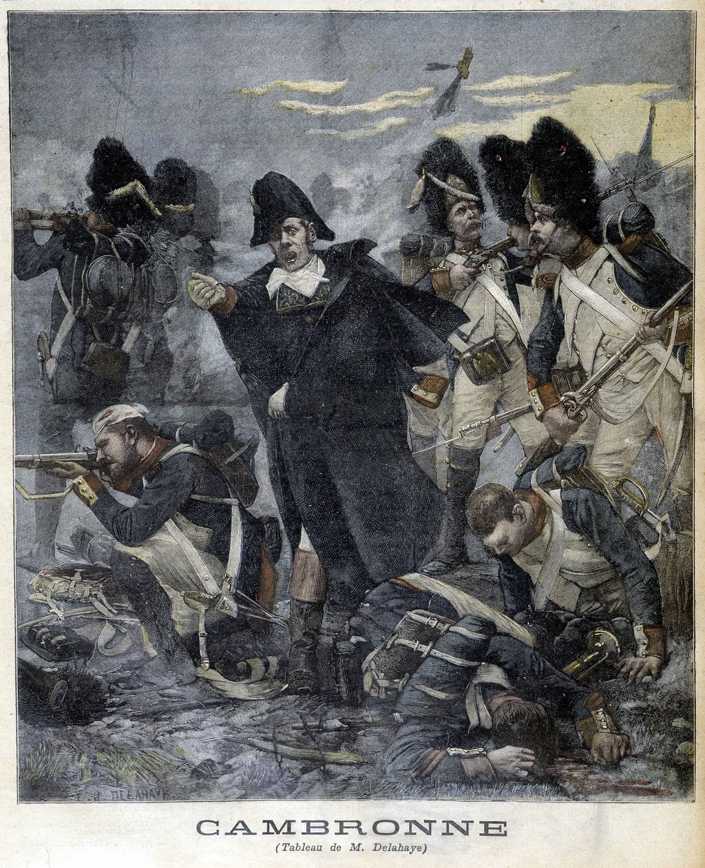 Portrét generála Cambronna (1770 - 1842) během bitvy. Ilustrace „“ Petity Journal““ z roku 1891. od Unknown artist