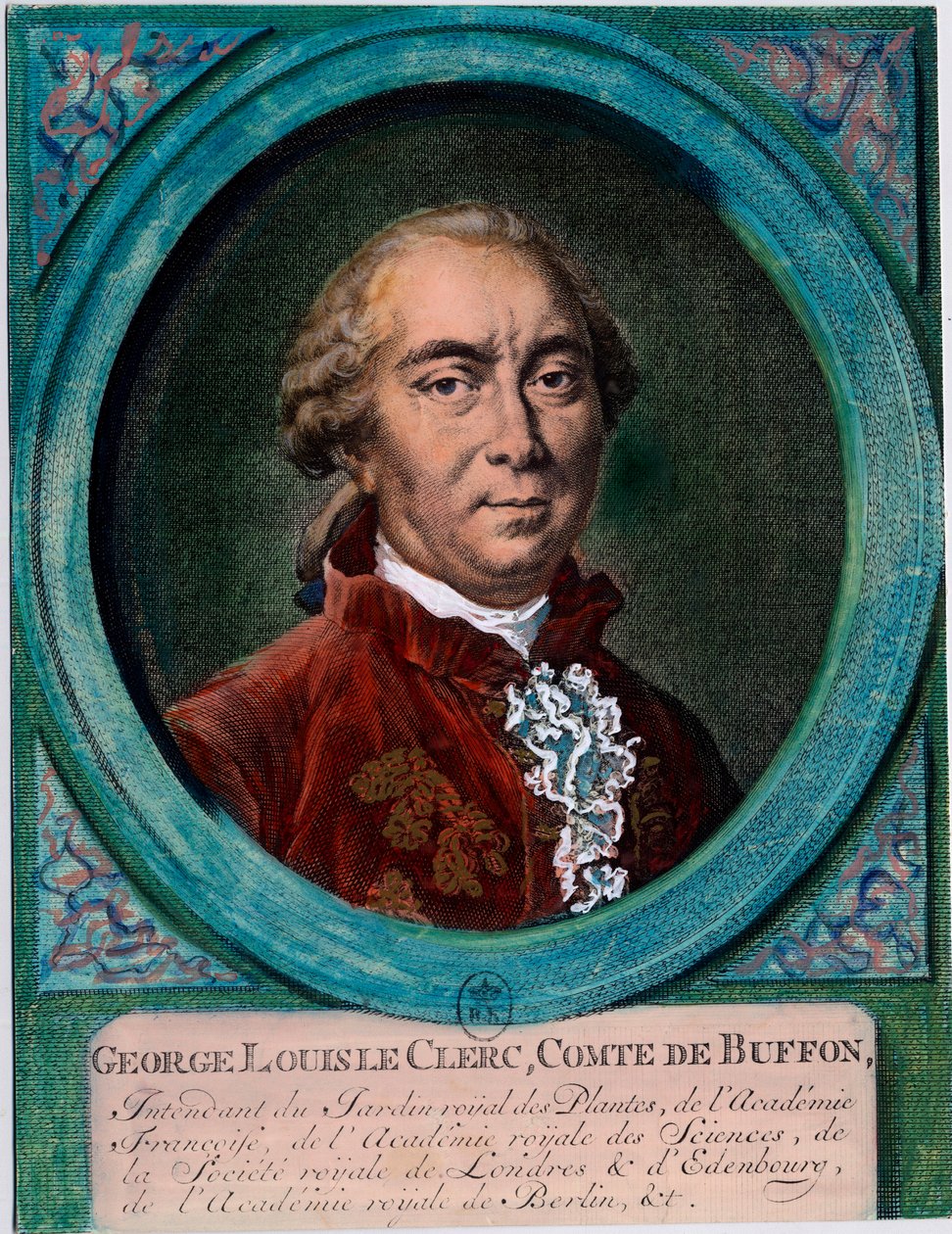 Portrét George Louise Le Clerca, hraběte z Buffonu (1707-1788), francouzského přírodovědce a spisovatele. Rytina 18. století. Soukromá sbírka. od Unknown artist