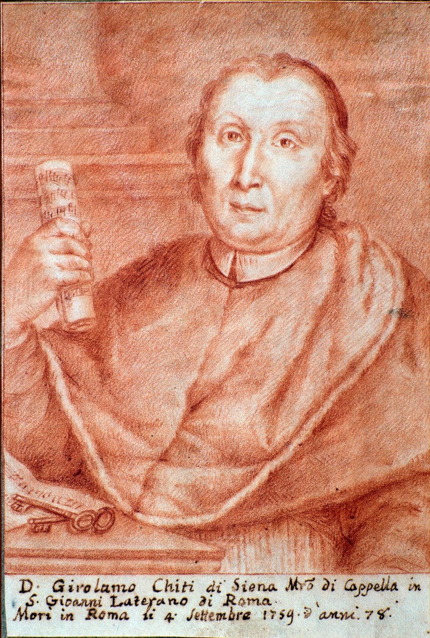 Portrét Girolama Chiti di Siena (1679-1759) italský kapellmeister (mistr kaple) Rytina. 18. století. Bologna, Muzeum občanského muzea od Unknown artist