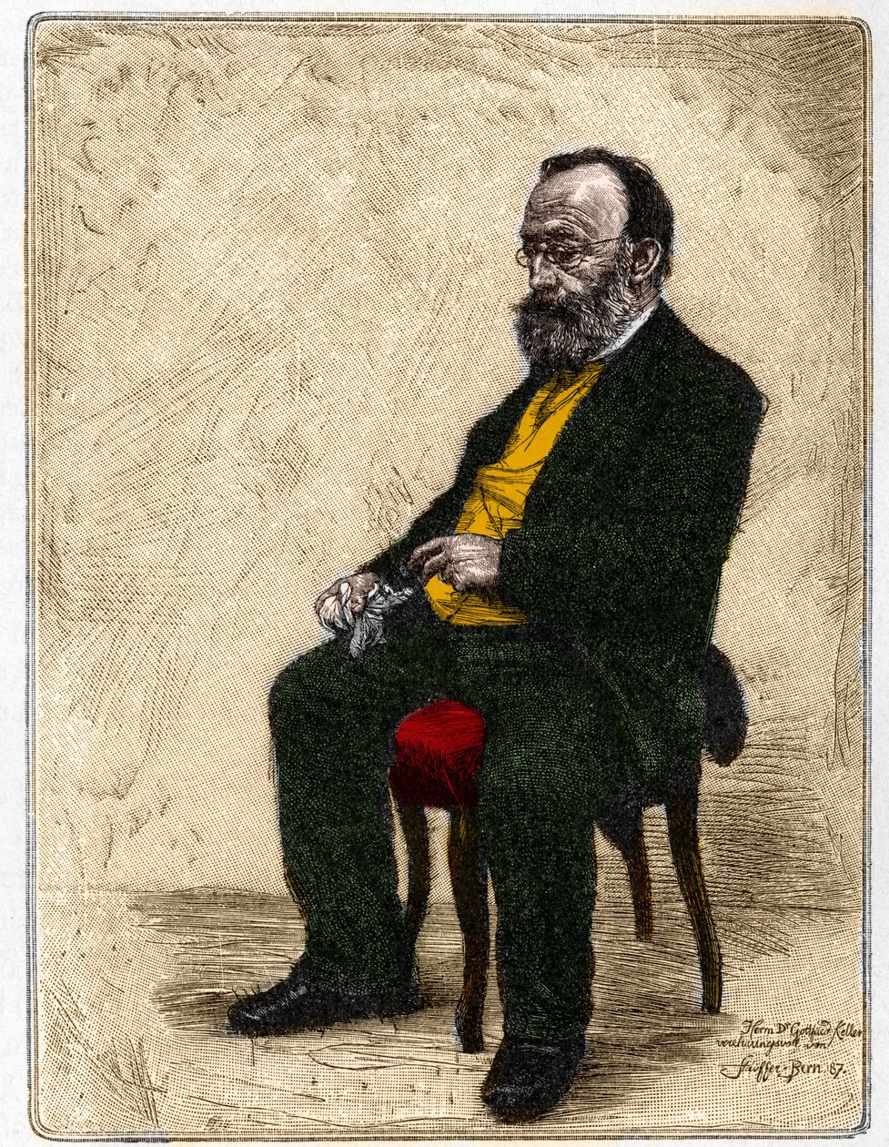 Portrét Gottfrieda Kellera (1819-1890), německy mluvícího švýcarského spisovatele a básníka. od Unknown artist