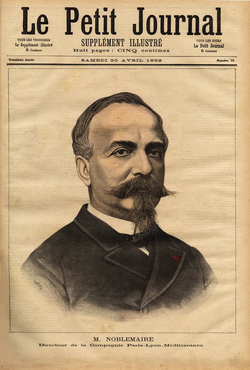 Portrét Gustava Noblemaire (1832-1924), který se poté, co do roku 1869 úspěšně dohlížel na stavbu železniční tratě Alger-Oran, vrátil do Paříže, aby převzal vedení společnosti Paris Lyon Mediterranee, tuto pozici si udržoval 26. od Unknown artist