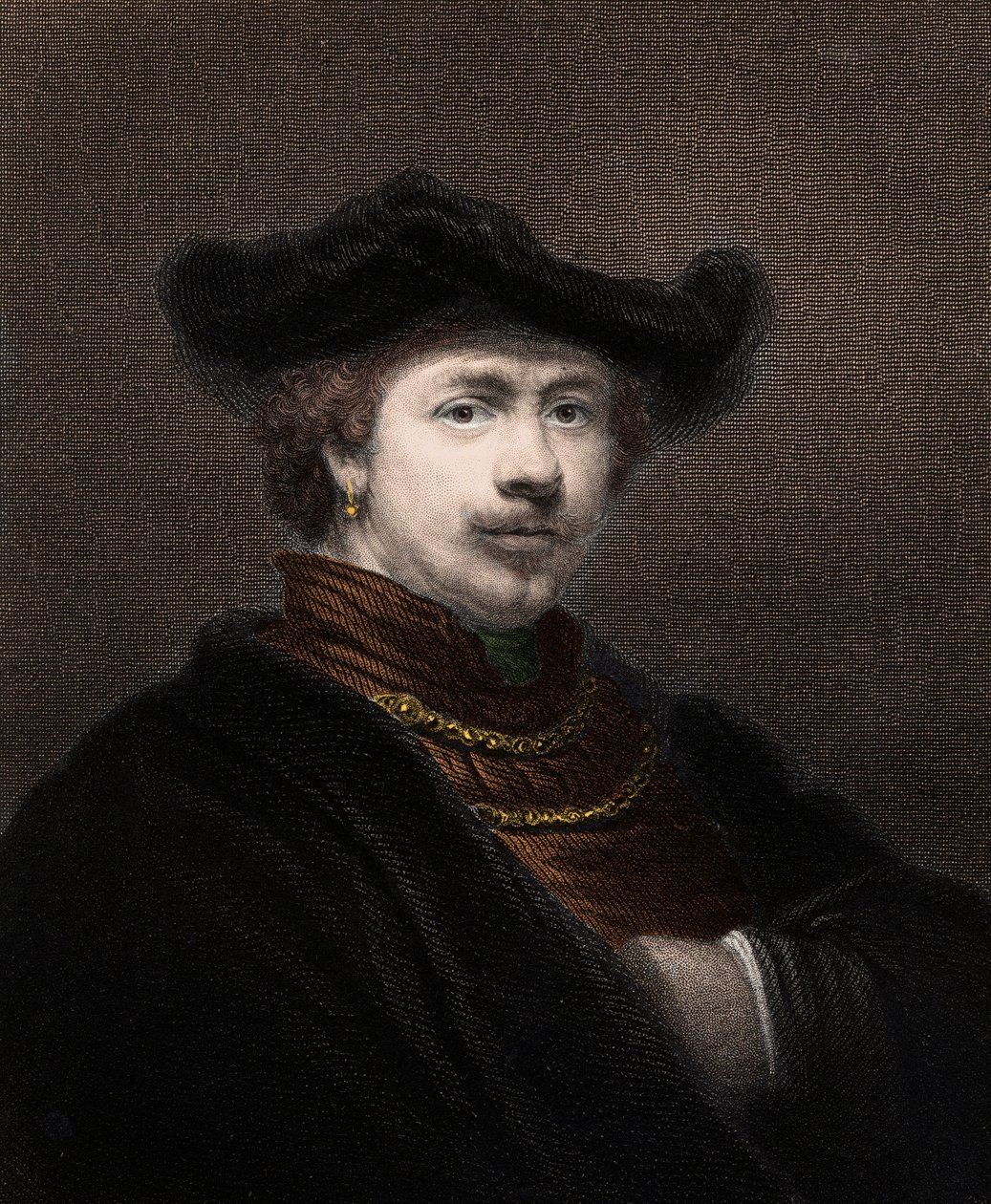 Portrét Harmenszoon van Rijn Rembrandt (1606-1669), holandský malíř - Harmenszoon Van Rijn Rembrandt 1606-1669 - rytina - 19. stol. od Unknown artist