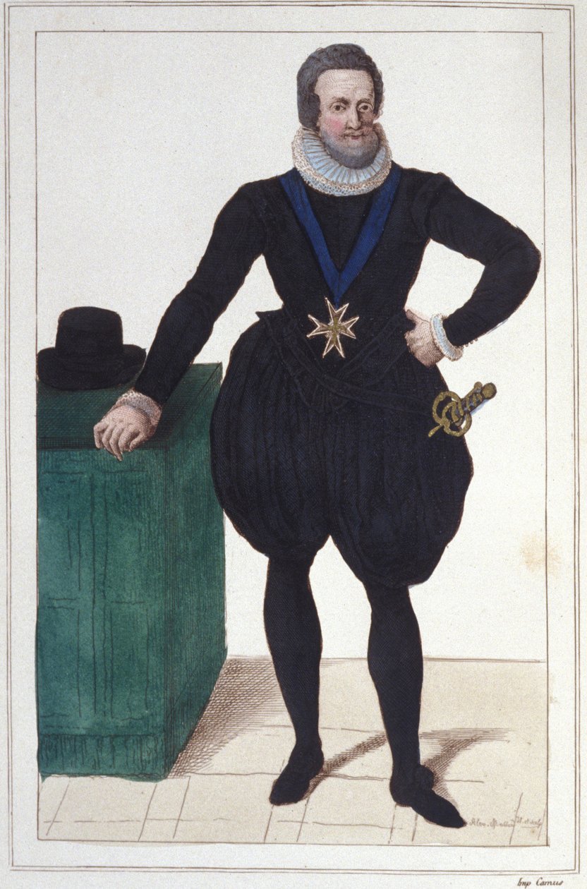 Portrét Jindřicha IV. (1553-1610), francouzského krále, rytina z roku 1830 od Unknown artist