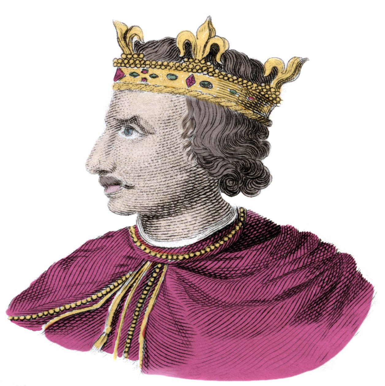 Portrét Jindřicha I. Beauclerca (1068-1135), třetího normanského krále Anglie. Rytina 19. století od Unknown artist