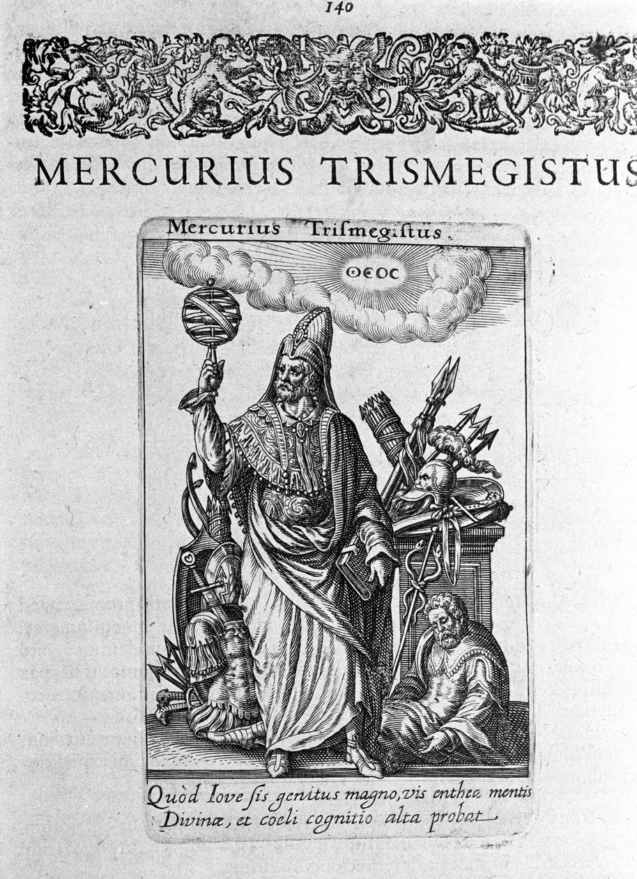 Portrét Herma Trimigista (Trismegiste) (Trismegista), astrologa, ideální portrét z pojednání Jacquese Boissarda „De Divinatione et Magicis“ 1605 od Unknown artist