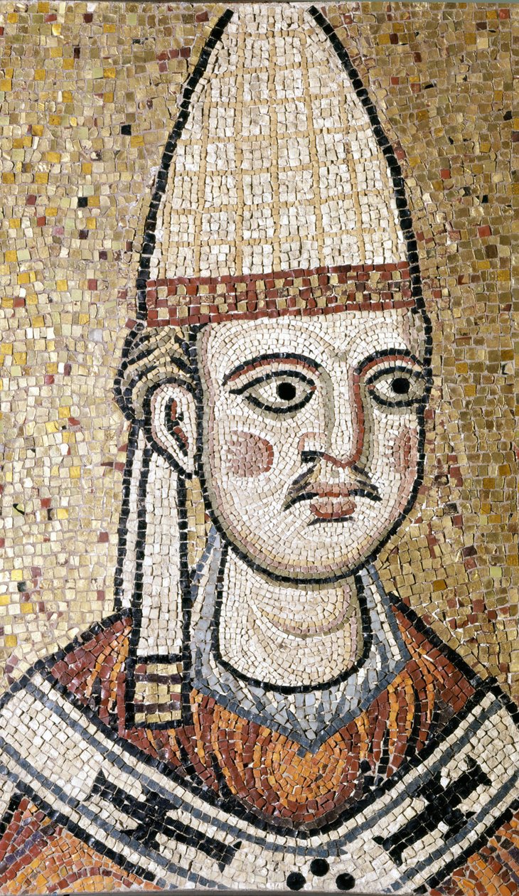 Portrét Inocence III. (1160 - 1216). Mozaika zachovaná v římském muzeu. Dříve byl ve starém kostele svatého Petra. Římské muzeum. od Unknown artist