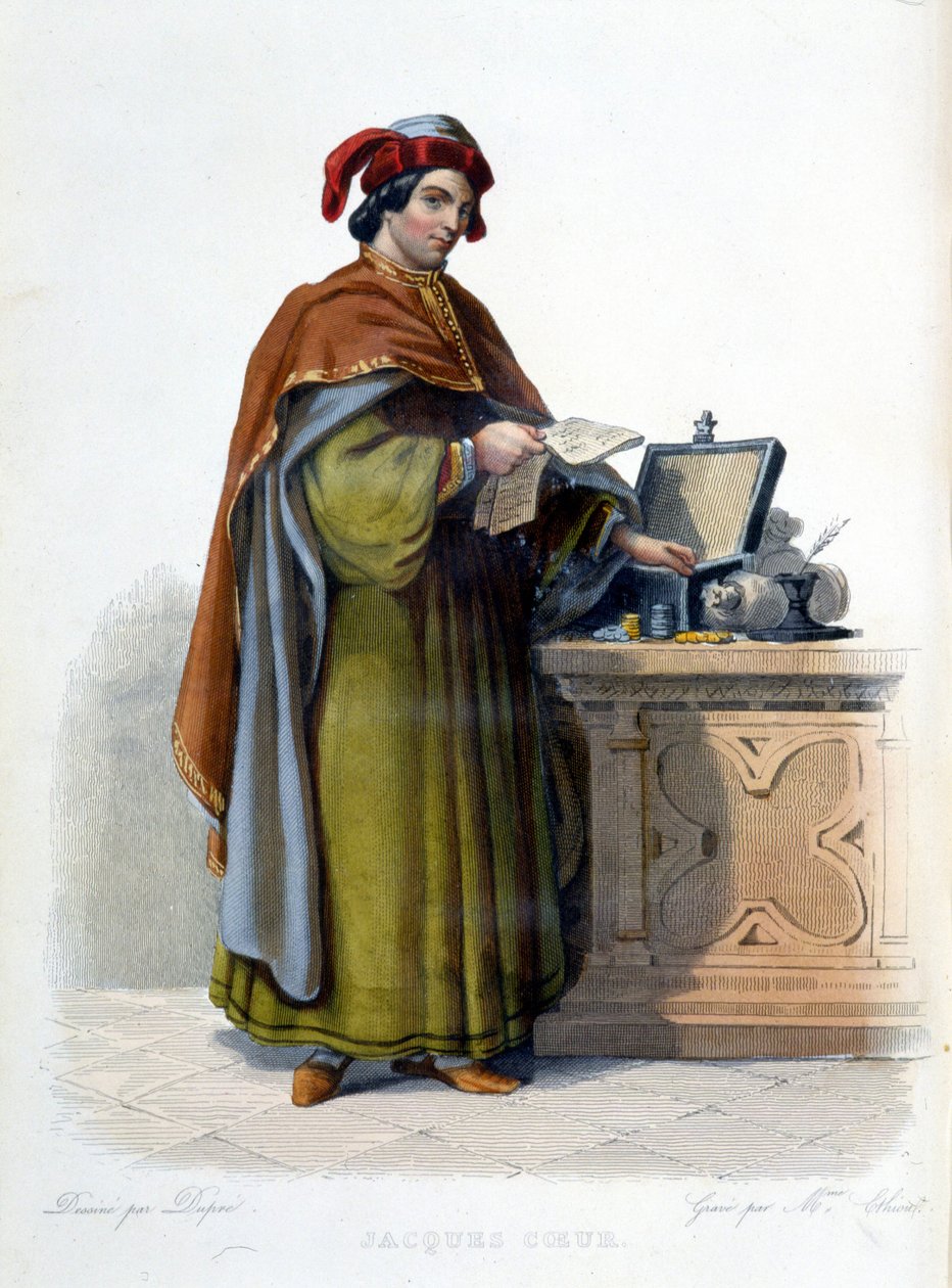 Portrét Jacquese Coeura, francouzského obchodníka (1395 - 1456) - v „“Le Plutarque Français““, ed. Mennechet od Unknown artist