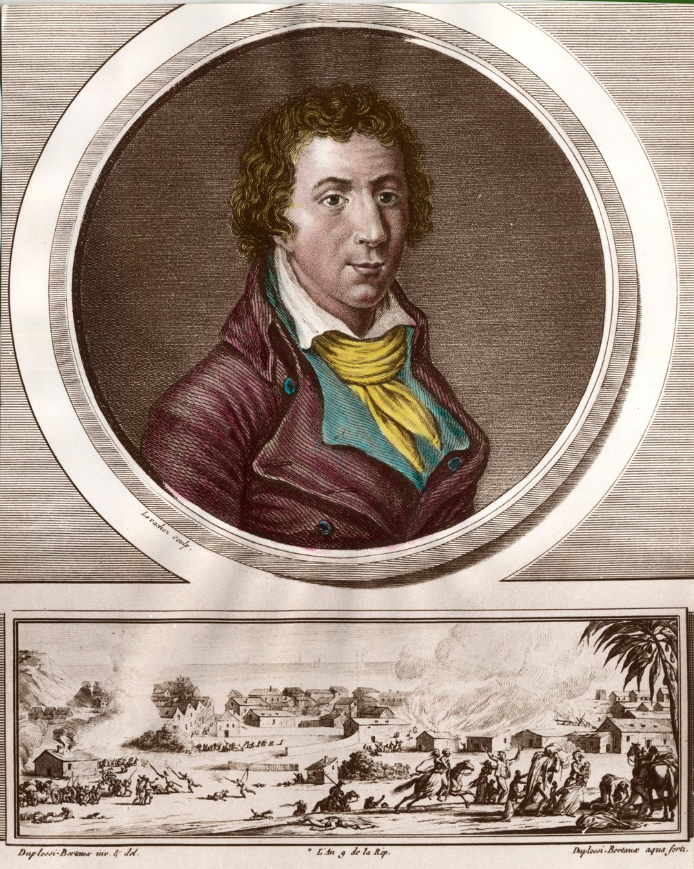 Portrét Jacquese Pierra Brissota de Warville (1754 - 1793), francouzského novináře a politika. Založil Společnost přátel černé, zastánce zrušení otroctví. Rytina 18. století. Soukromá sbírka. od Unknown artist