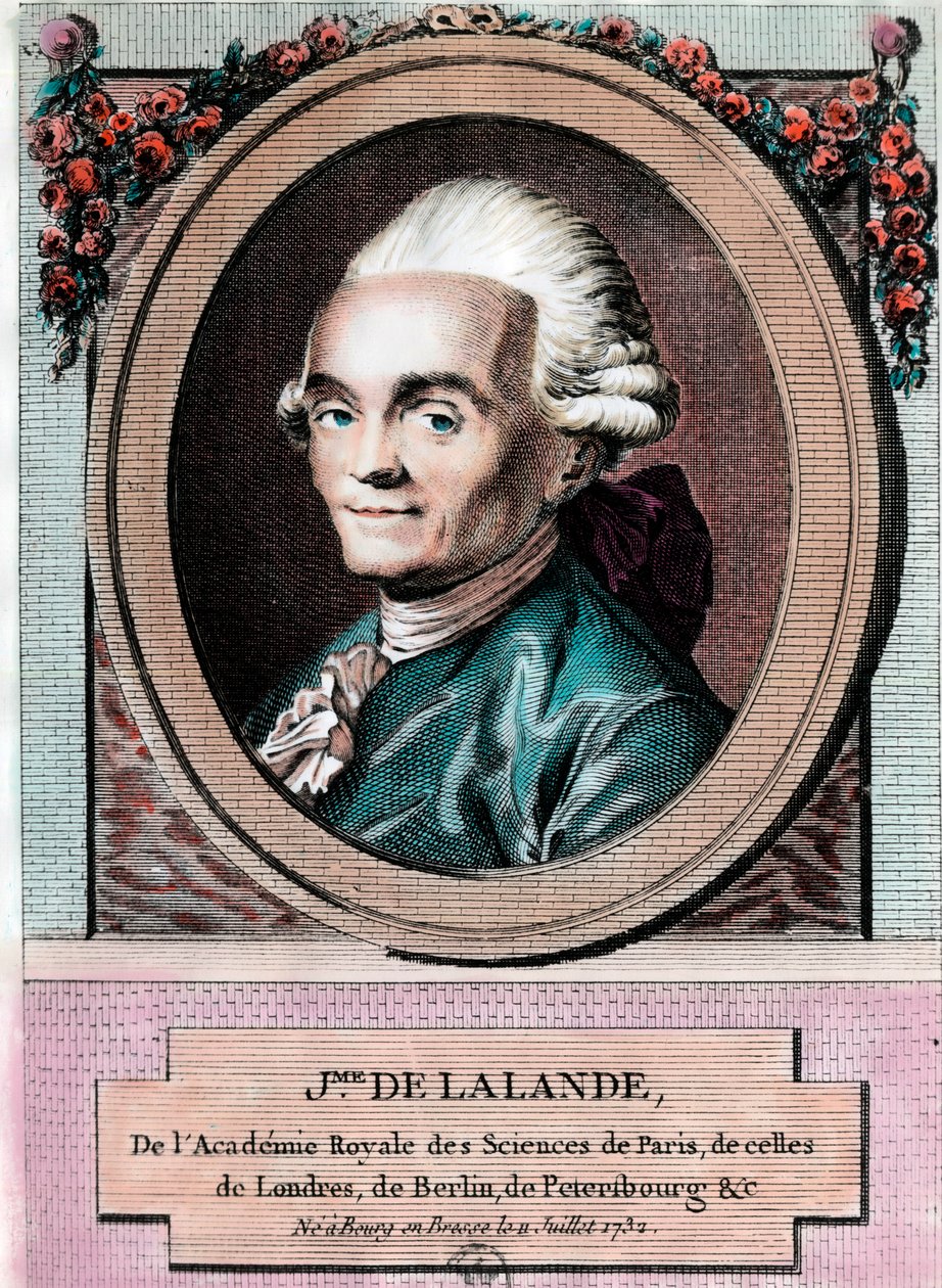 Portrét Jean Jerome Lefrancois de Lallande (1732 - 1807), francouzský astronom. Rytina 18. století. Soukromá sbírka. od Unknown artist