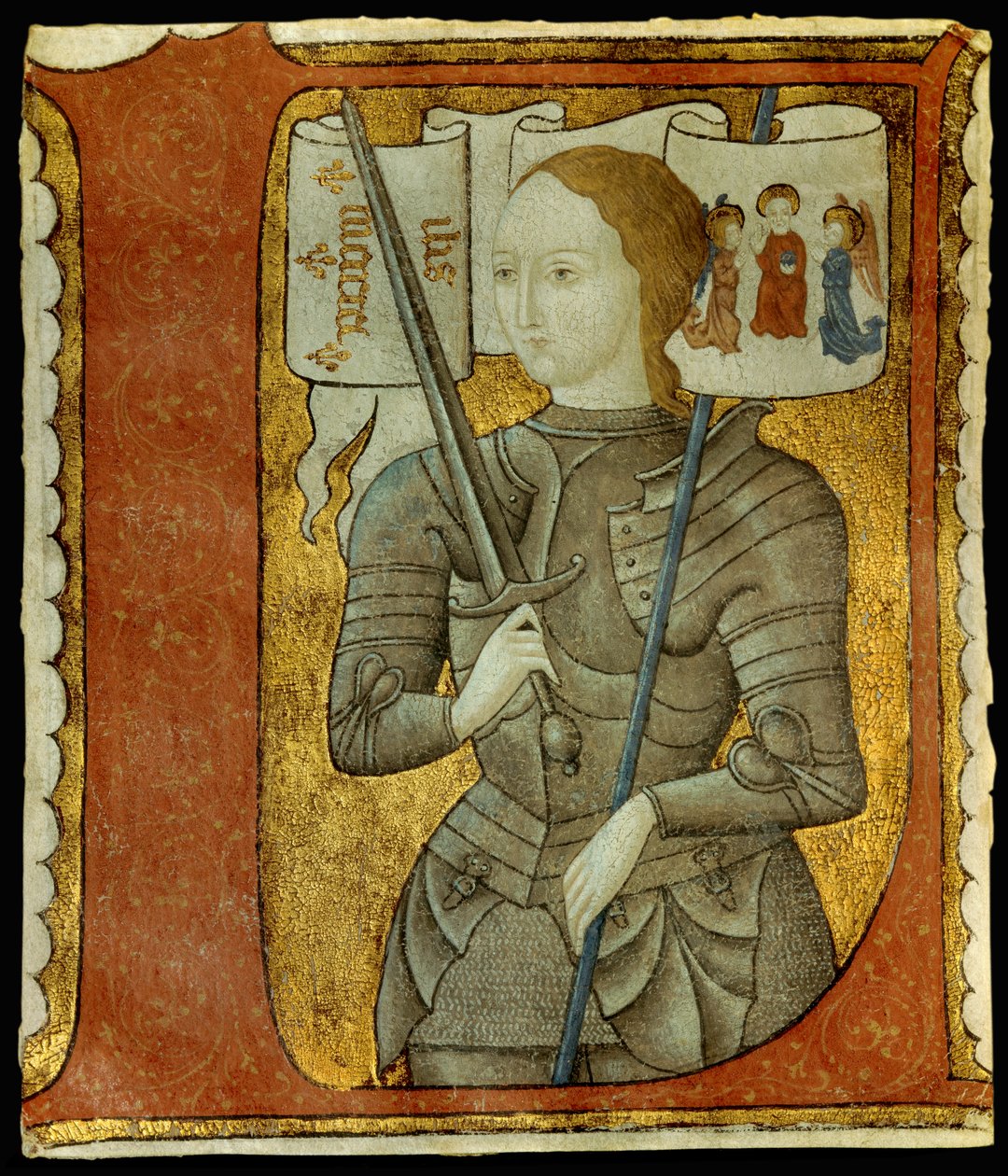 Portrét Johanky z Arku (1412-1431). Miniatura z „Poesies“ od Charlese d